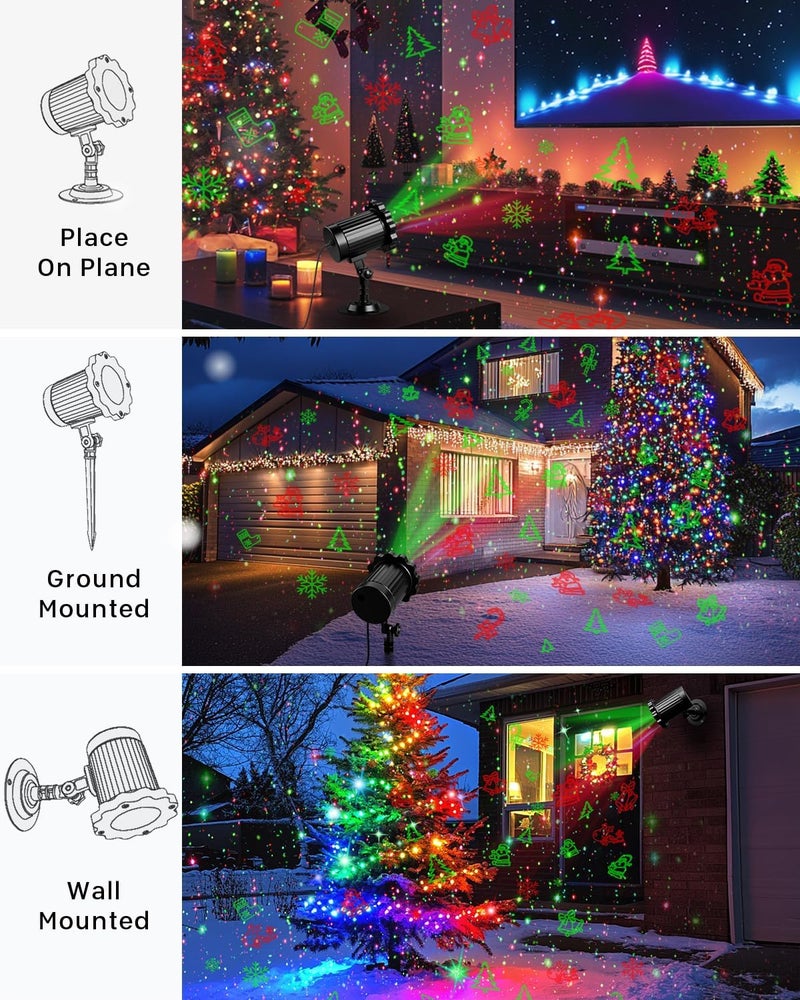 EH.DT Brighter Christmas Projector Lights Outdoor, Laser Light Projector with Remote, 8 Patterns Light Show Holiday Projector, Waterproof Christmas Decorations for Outside, Garden, Party, Home Decor - Image 5